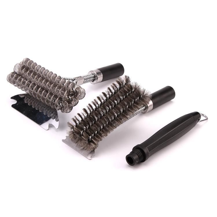 Wholesale Grill Cleaning Brush Set Vertical and Horizontal Wire Brush Heads One Detachable Handle