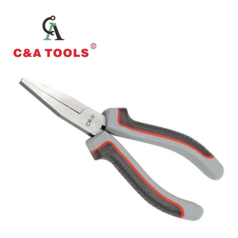 German Type Flat Nose Pliers with Three Color Handle