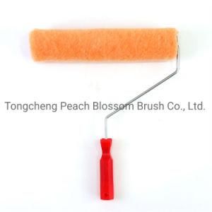 Long Orange Polyester Roller Red Plastic Handle Paint Roller Brush