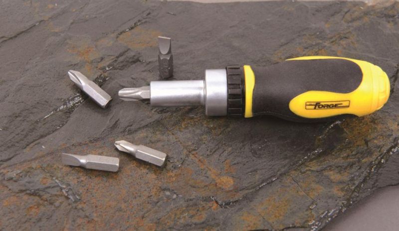 Hand Tools 5 in 1 Cr-V Steel Stubby Ratchet Screwdriver Set