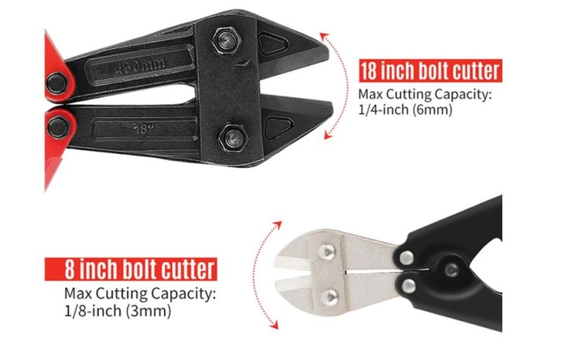 2 Piece Bolt Cutter Set, 18-Inch Heavy Duty Bolt Cutter, 8-Inch Mini Bolt Cutter, Chrome Molybdenum Steel Blade