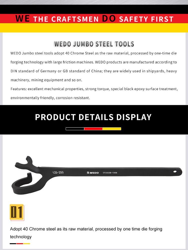 Wedo Valve Spanner Wrench Strong Torque Labor Saving High Strength Wear Resistance Black-Spray on Surface 40cr