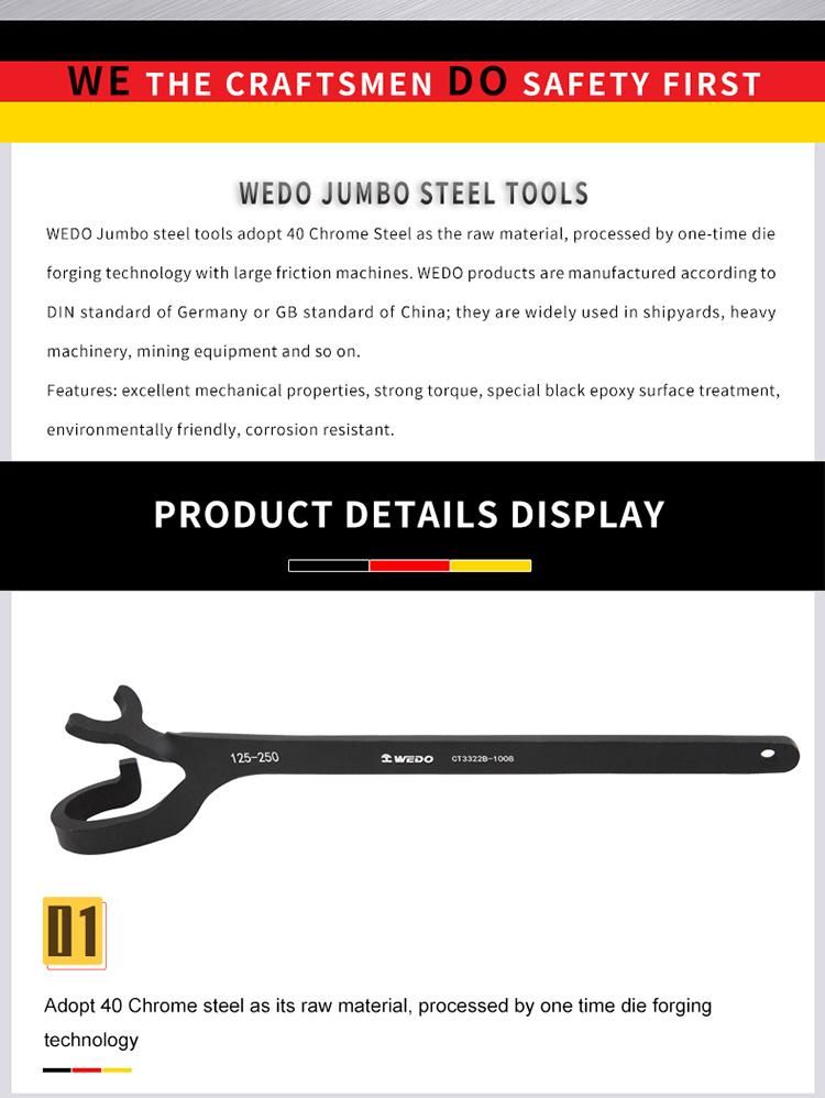 Wedo Valve Spanner Wrench Strong Torque Labor Saving High Strength Wear Resistance Black-Spray on Surface 40cr