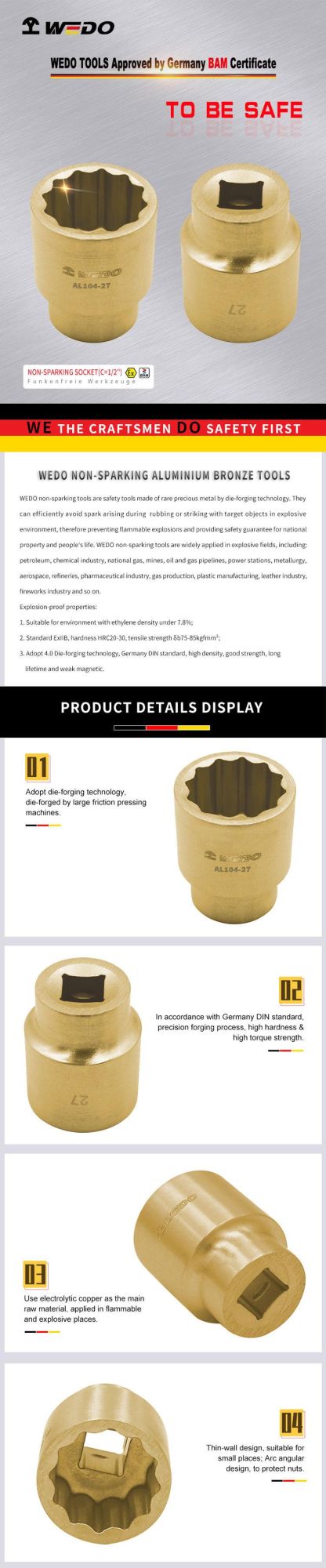 WEDO Spark-Free Socket (C=1/2”)