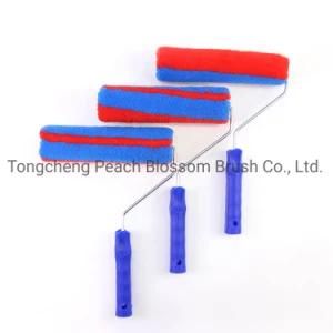 Red Blue and White Colors Polyester Fiber Roller Blue Plastic Handle Paint Roller Brush