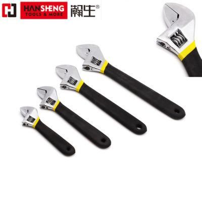 Professional Hand Tools, Made of CRV, High Carbon Steel, Chrome Plated, Adjustable Wrench, Dipped Handle