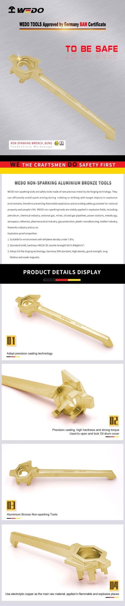 Wedo Non Sparking Aluminium Bronze Bung Wrench
