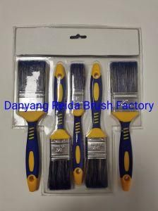 Flat Paint Brushes Set with Hog Bristle and Short Varnished Birch Wood Handle