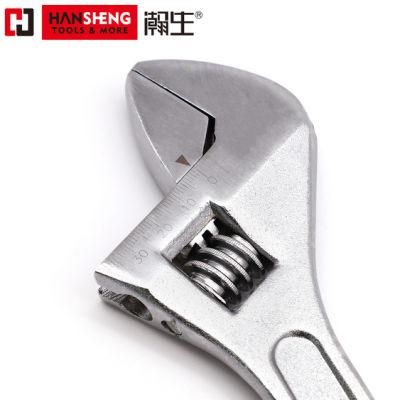 Professional Hand Tool, Made of CRV, High Carbon Steel, Chrome Plated, Double-Color PVC Handle, Adjustable Wrench