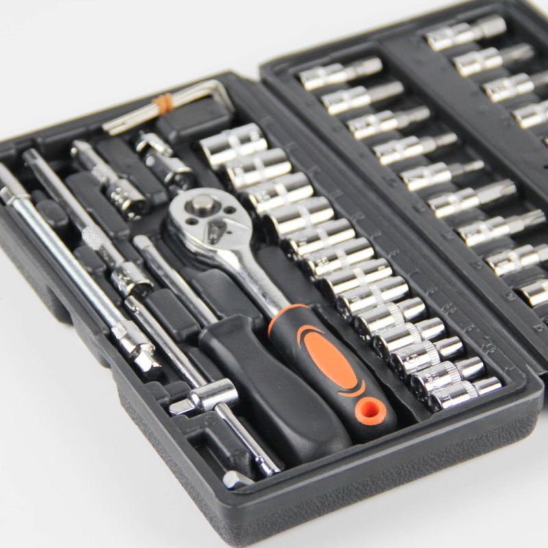 46PCS Adjustable Hand Tool Socket Set Ratchet Wrench