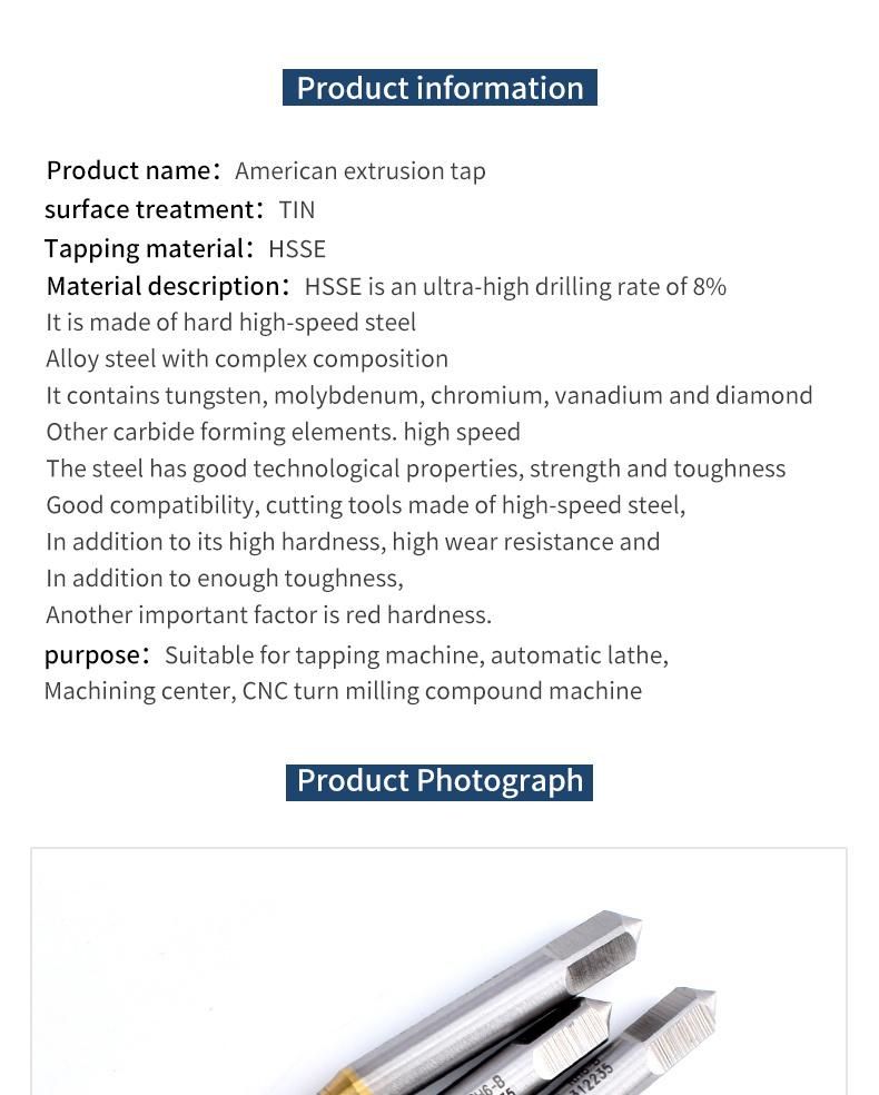 Hsse-M42 JIS with Forming Taps Unc 1-64 2-56 3-48 4-40 5-40 6-32 8-32 3/16 10-24 12-24 1/4 5/16 3/8 7/16 1/2 9/16 5/8 Machine Roll Screw Thread Tap