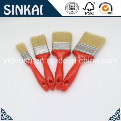 White Bristle Flat Styple Painting Brush with Plastic Handle
