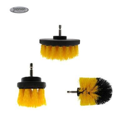 Pack of 3 Pieces Yellow Drill Brush Attachment Scrubber Brushes Set Kit for Cleaning Bathroom Surfaces