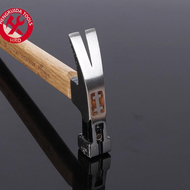 Square Head Claw Hammer Laser Curved Scale Wood Handle with Compressed Wooden Handle