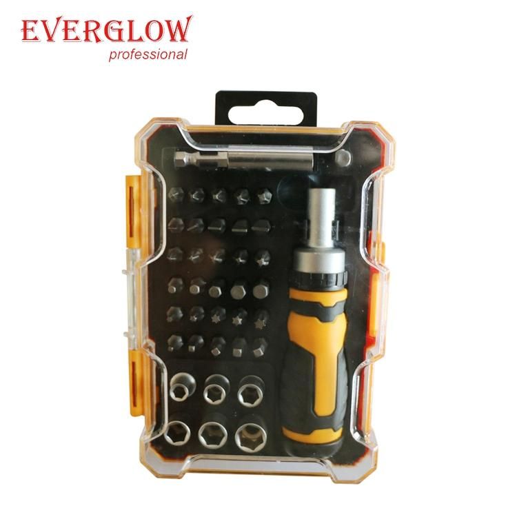 38 PCS Repair Tools Bits Sockets Ratchet Screwdriver Set with Soft Handle