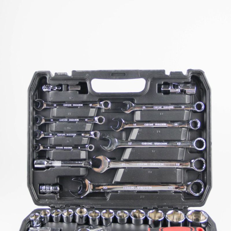 82PCS Cr-V Hand Tool Carbon Steel Adjustable Ratchet Socket Set