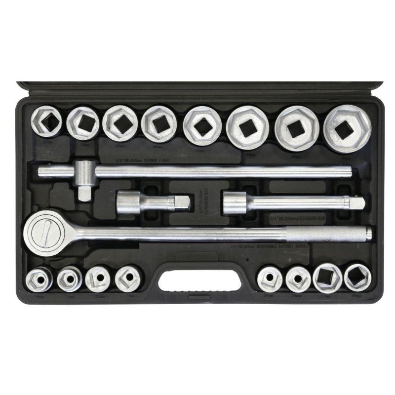 3/4" 21PCS Metric Socket Set Heavy-Duty Ratchet Wrench Socket