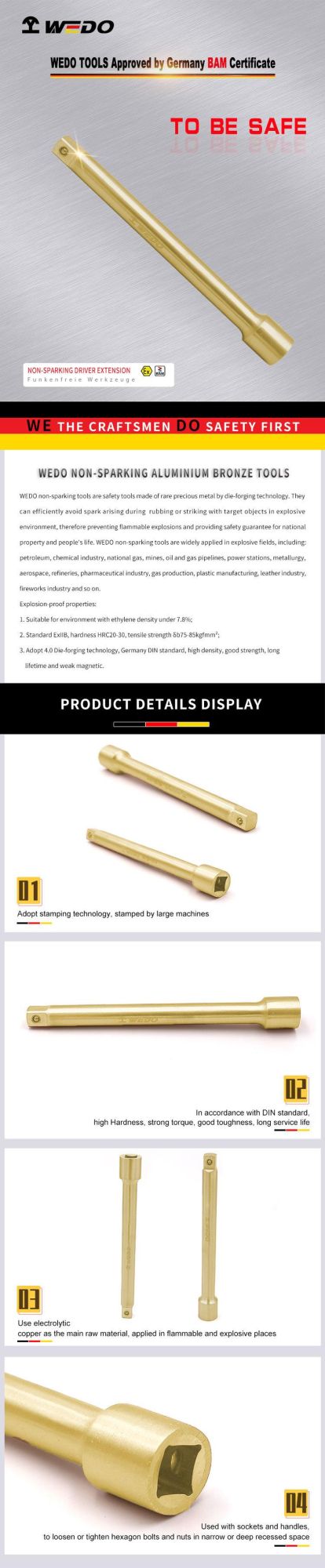 Wedo Best Selling Aluminium Bronze Non Sparking Driver Extension