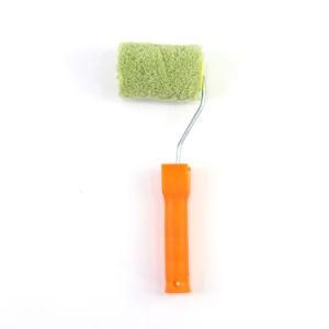 Green Polyester Fiber Roller Orange Plastic Handle Paint Roller Brush