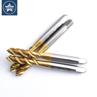 Hsse-M35 JIS with Tin Spiral Fluted Taps M11 M12 M13 M14 M15 M16 M18 M20 M22 Metric Machine Screw Fine Thread Tap