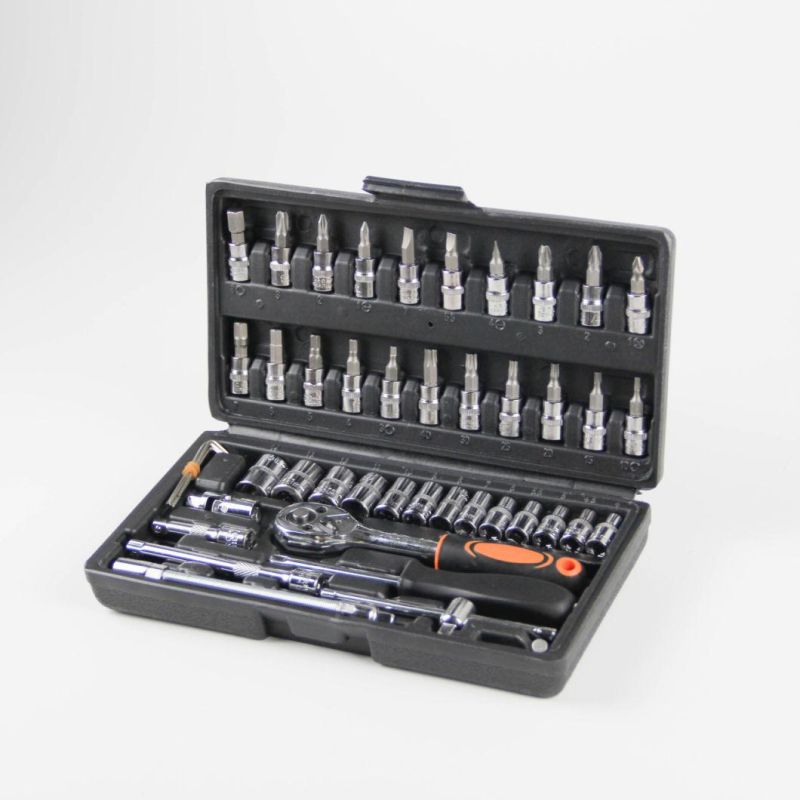 46PCS Adjustable Hand Tool Socket Set Ratchet Wrench