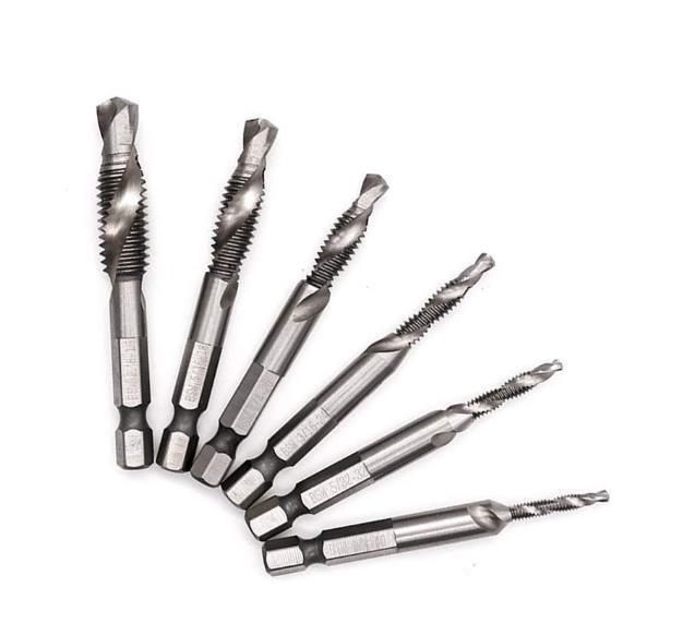 6PCS 1/4 Hex Shank Combination Drill and Tap Bit Set