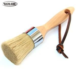 Round Paint Brush with Beech Woodenhandle Pure Bristle Hair