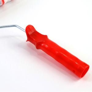 White Polyester Fiber Roller Red Plastic Handle Paint Roller Brush