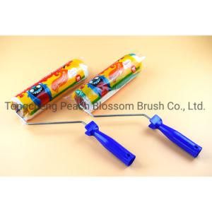 New Colorful Stripes Polyester Fiber Roller Blue Plastic Handle Paint Roller Brush