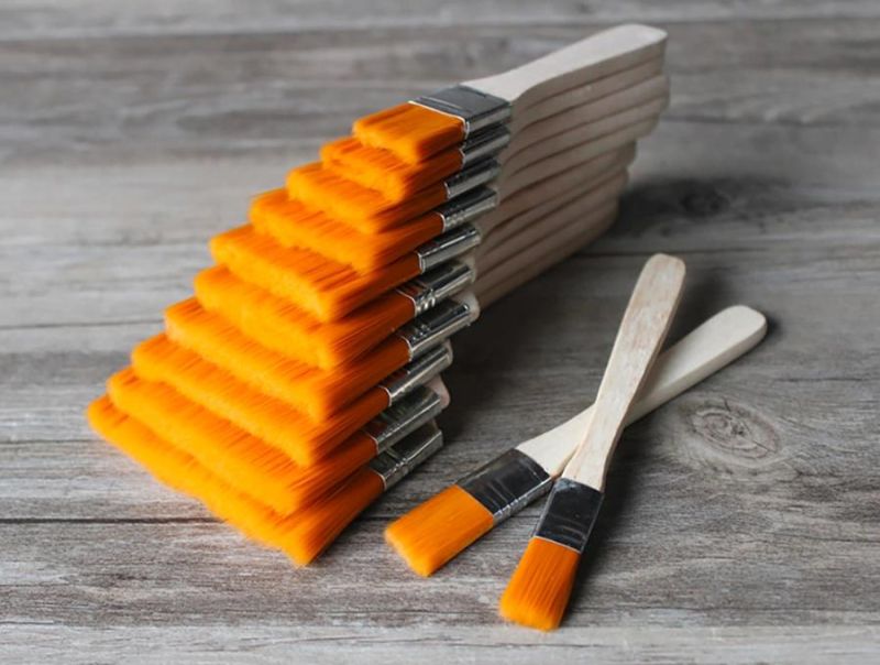 Flat Nylon Hair Wooden Penholder Oil Painting Brush