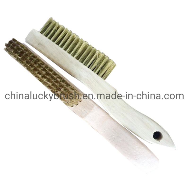 Brass Wire Wooden Handle Cleaning Brush/Wood Base Steel Wire Cleaning or Polishing Hair Brush (YY-754)