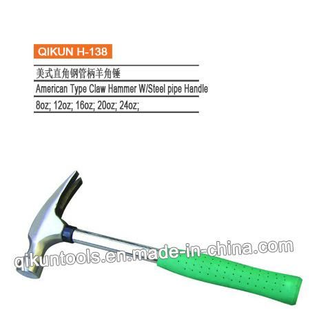 H-130 Construction Hardware Hand Tools Bowed Painted Claw Hammer with Wooden Handle