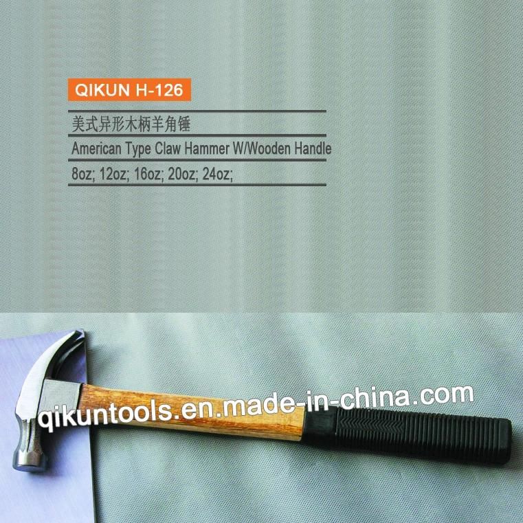 H-119 Construction Hardware Hand Tools American Type Claw Hammer with Fiberglass Handle