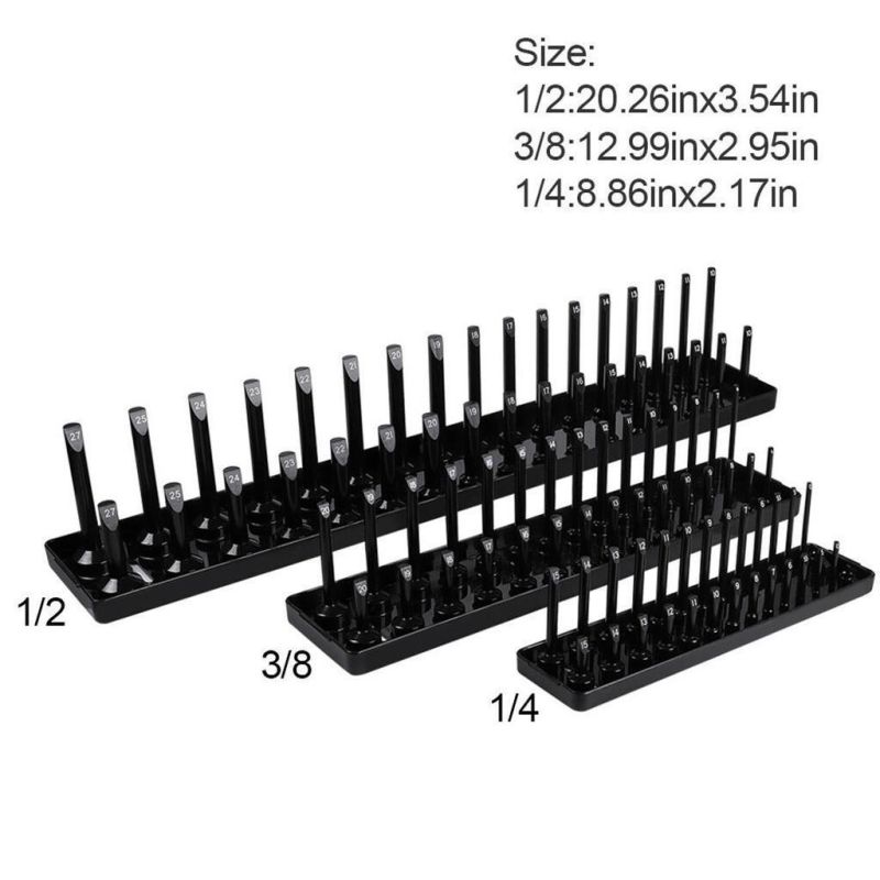 3PCS Metric Socket Organizer Holder Tray