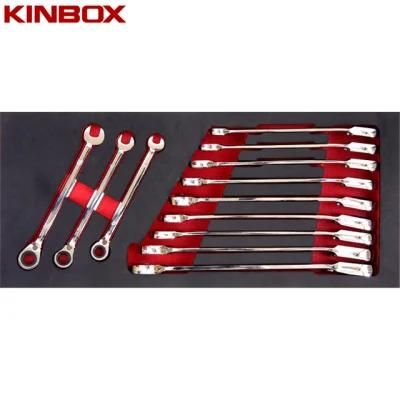 Kinbox Professional Item TF01m124 Reversible Combination Ratcheting Wrench Set