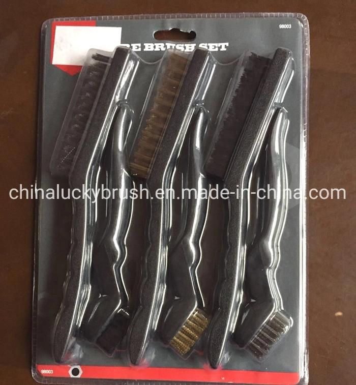 Black Colour Plastic Handle Steel Wire Set Brush (YY-516)