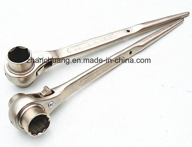 Cr-V Double Size Reversible Scaffolding Ratchet Wrench