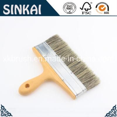 12&prime;&prime; Wooden Handle White &amp; Black Bristle Paint Brush