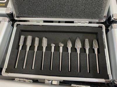 10PCS Carbide Rotary Burrs in Aluminum Case Kit