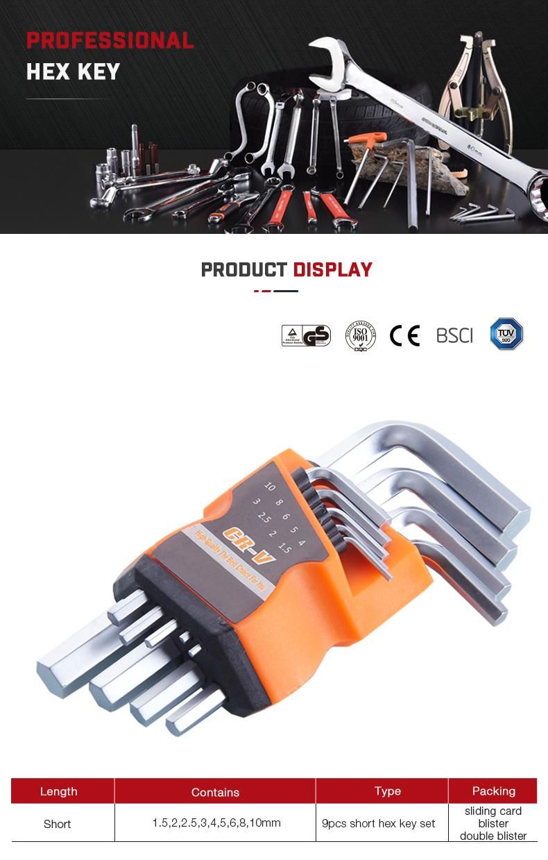 9PCS 1.5-10 T10-T50 Hex Key Allen Key Set with Plastic Holder Packing