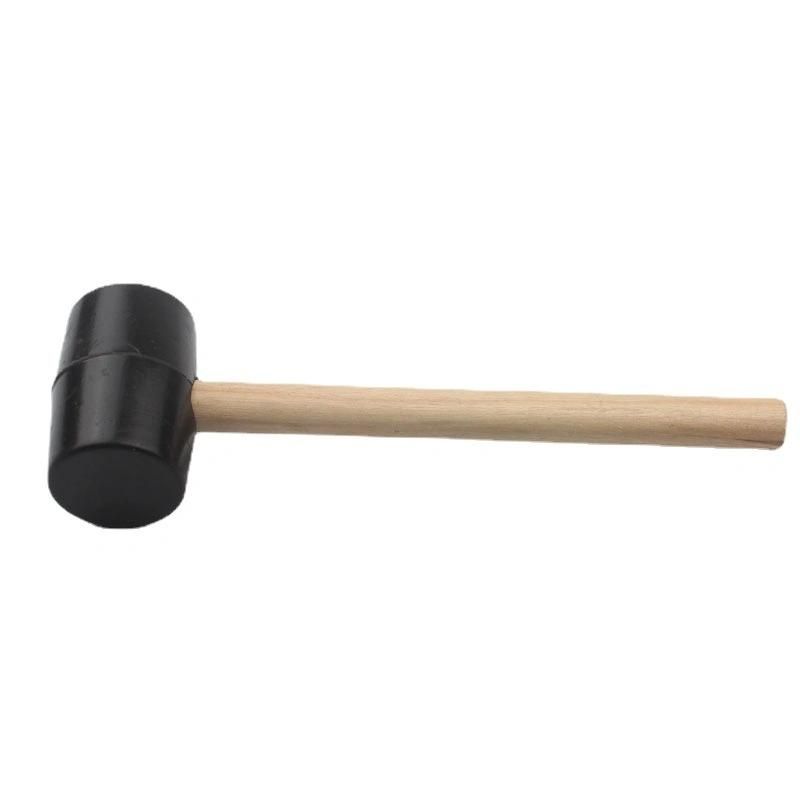 300g Rubber Hammer with Black Round Wooden Handle