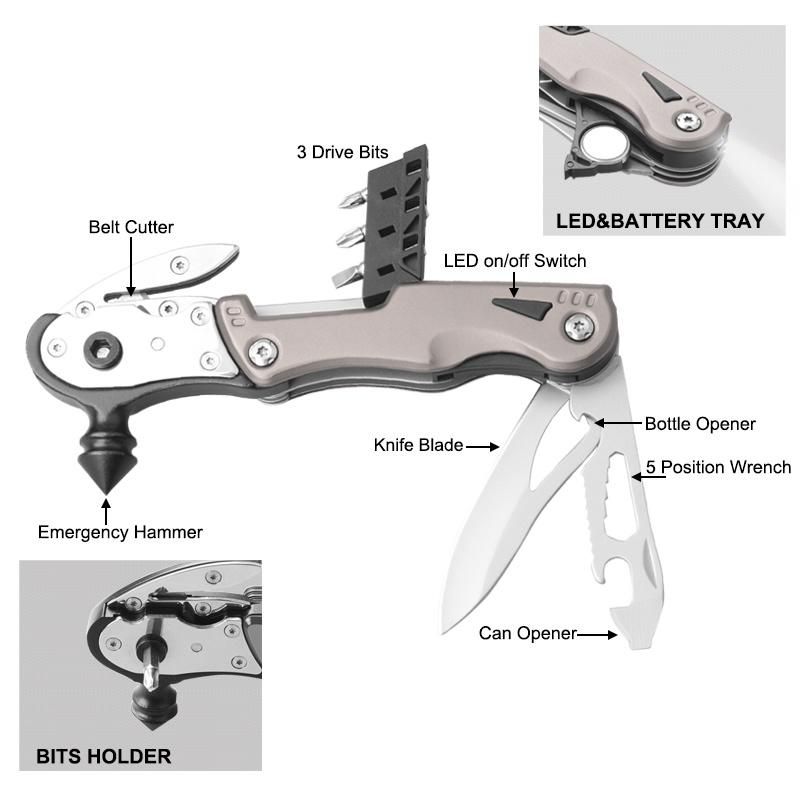 Hot Sale Multifunction Survival Hammer Multi Tool Utility Tool (#8442ASF)