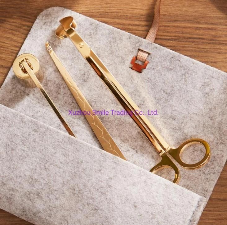 Candle Tools Stainless Steel Candle Trimming Tool Gold-Plated Non-Pattern Polished Candle Wick Trimmer