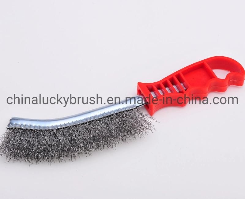 Red Color Brass Coated Wire Plastic Handle Knife Brush (YY-390)