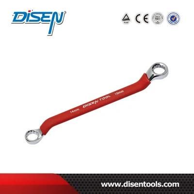 Mirror Polished Double Offset Ring Spanner with Rubber Handle