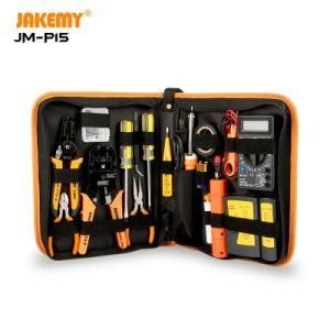 Jakemy 17 in 1 DIY Network Repair Tool Kit Set for Electricians with Soldering Iron Kit Multimeter