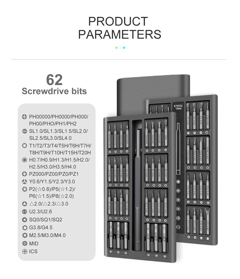 63 in 1 Screwdriver Set Precision Magnetic Screw Driver Bits Torx Hex Bit Handle Mobile Phone Repair Screwdrive Kit Tools