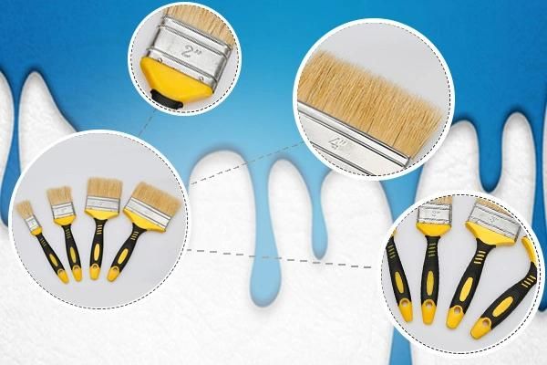 High Quality Natural Bristle Plastic Two Color Handle Wall Paintbrush