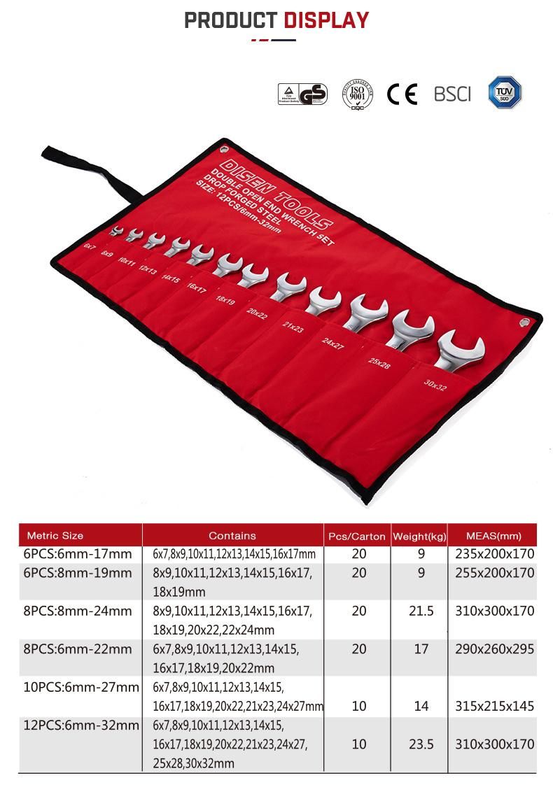 12PCS Double Open End Wrench Set (KT501P)