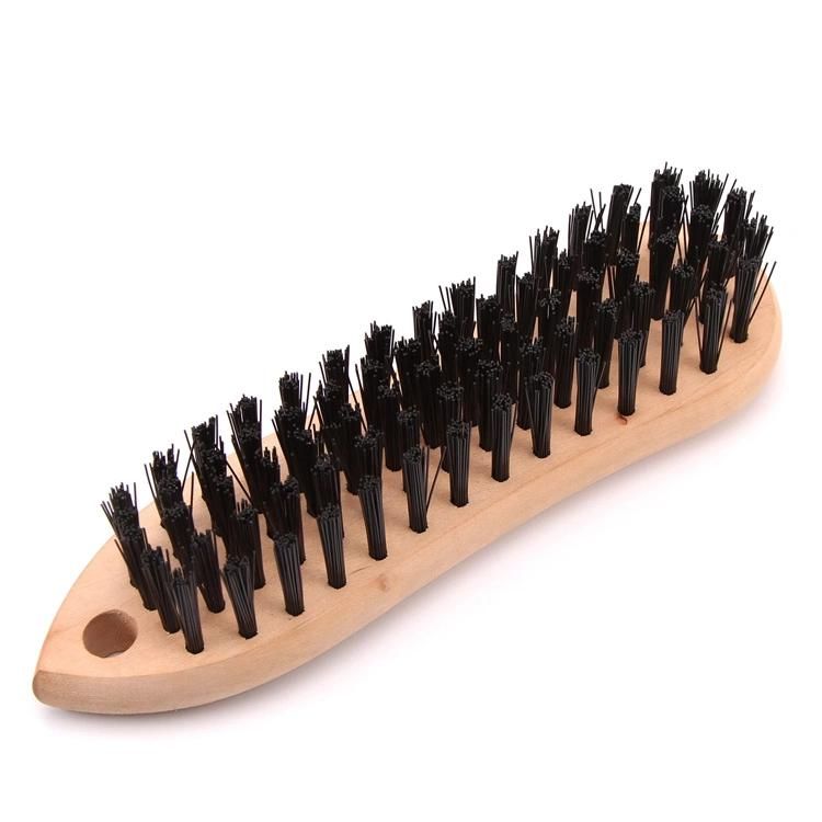 Black Nylon Wire Brush with Wooden Handle